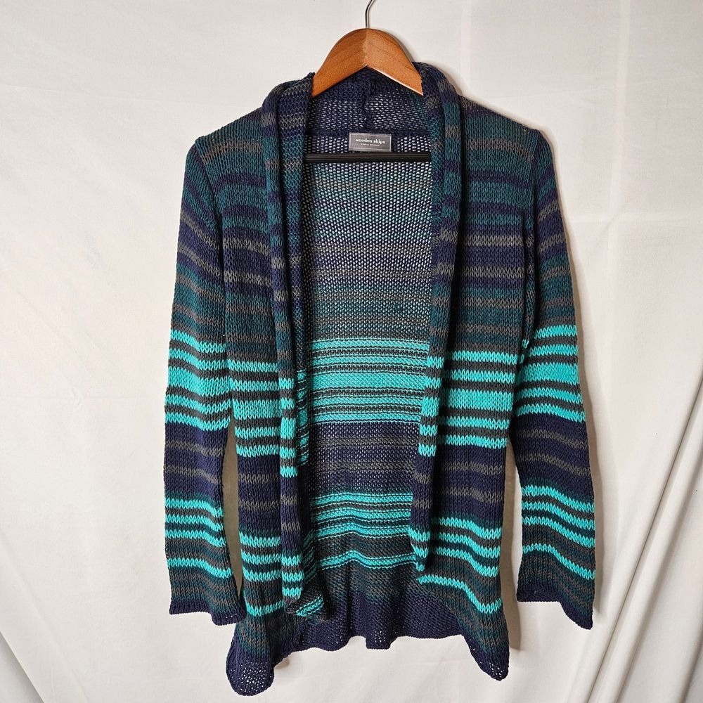 Wooden Ships Nicki Striped Open‎ Front Cardigan sz S/M